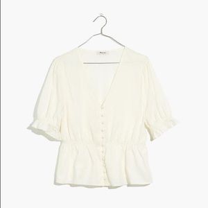 Madewell V-Neck Peplum Popover Top in Clipdot